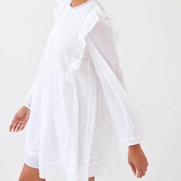 Aritzia Wilfred La Boheme Elia Cotton Long Sleeve Lace Ruffle Babydoll Dress - Picture 2 of 11